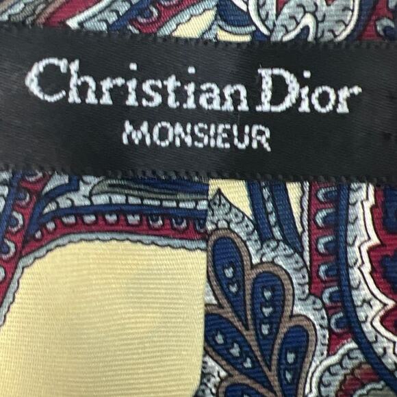 Christian Dior Men's Paisley Print Silk Tie 3.5 x 55 Power Tie Designer Classic - Picture 6 of 7